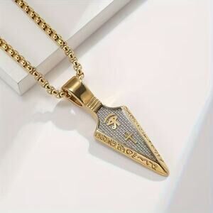 Street Fashion Jewelry Egyptian Gold Ankh Cross Spearhead Pendant Chain Necklace